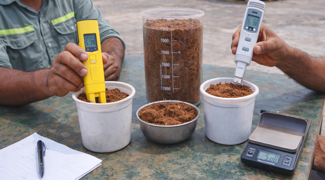 Stringent quality control inspection of coir products