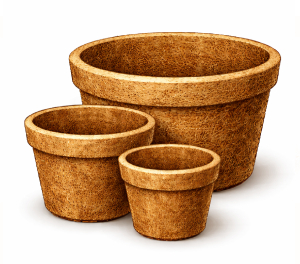 Biodegradable coir nursery pots